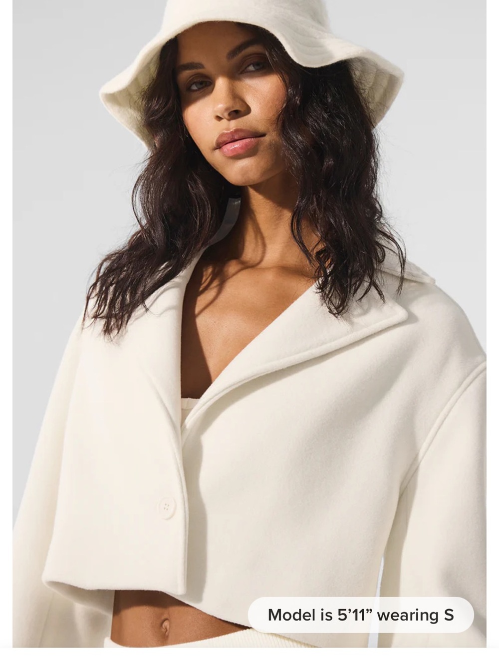 ALO Yoga Wool Cropped Metro Trench Jacket in White (Size XS) - brand new